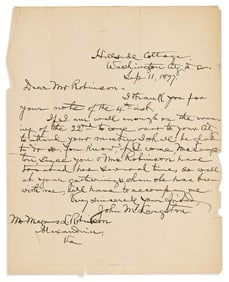 (POLITICS.) Archive of letters to a Virginia newspaper editor from Charles Douglass, John Mercer