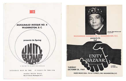 (RELIGION.) Pair of programs for the biannual Unity Bazaar held by the Washington mosque of the