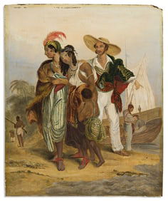 (SLAVE TRADE.) Painting titled "The Slave Traders."