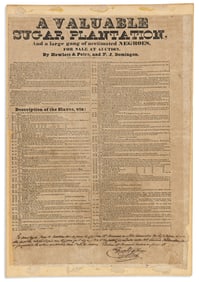(SLAVERY.) A Valuable Sugar Plantation, and a Large Gang of Acclimated Negroes, for Sale at Auction.