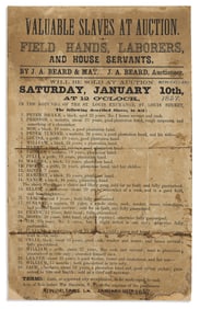 (SLAVERY.) Valuable Slaves at Auction: Field Hands, Laborers, and House Servants.