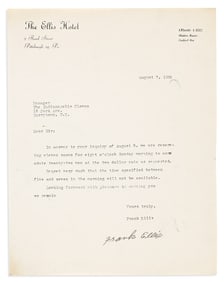 (SPORTS--BASEBALL.) Frank Ellis. A hotel proprietor arranges accommodations for the Indianapolis