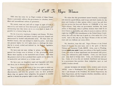 (WOMEN'S HISTORY.) A Call to Negro Women.