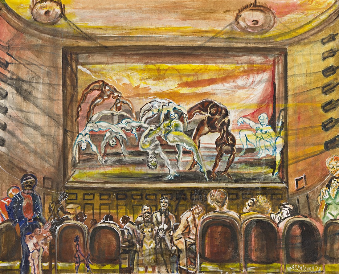 JOSEPH DELANEY (1904 - 1991) Dance (Alvin Ailey Troupe).: JOSEPH DELANEY (1904 - 1991) Dance (Alvin Ailey Troupe). Oil on linen canvas, 1978-79. 1016x1270 mm; 40x50 inches. Signed and dated "78", lower right recto. Dated "June 1979", verso. Provenance The es