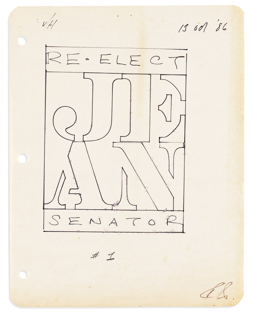 INDIANA, ROBERT. Group of three ink or felt tip marker drawings dated and Signed, "RI," (1 of 3)