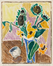FLORA SCHOFIELD (1871 - 1960) Sunflowers.