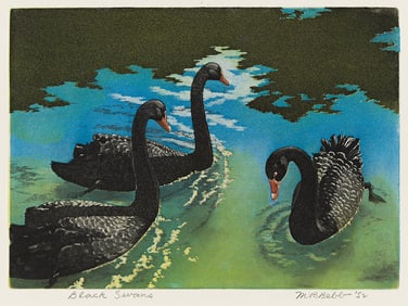 MAURICE R. BEBB (1891 - 1986) Black Swans.
