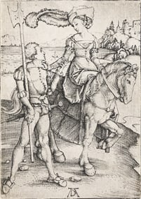 ALBRECHT DÜRER (1471 - 1528) Lady on Horseback and the Lansquenet.