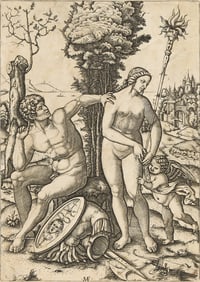 MARCANTONIO RAIMONDI (1480 - 1530) Mars, Venus and Cupid.