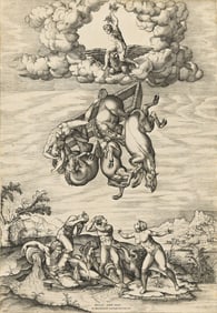 NICOLAS BEATRIZET (1515 - 1565) AFTER MICHELANGELO BUONARROTI The Fall of Phaeton.