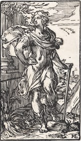 HENDRICK GOLTZIUS (1558 - 1617) Young Man Standing in Fluttering Dress.