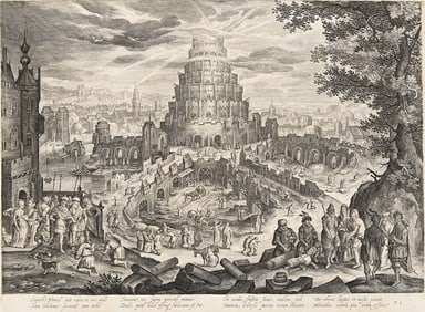 JAN VON LONDERSEEL (1570/75 - 1624/25) Landscape with Nimrod and the Tower of Babel.