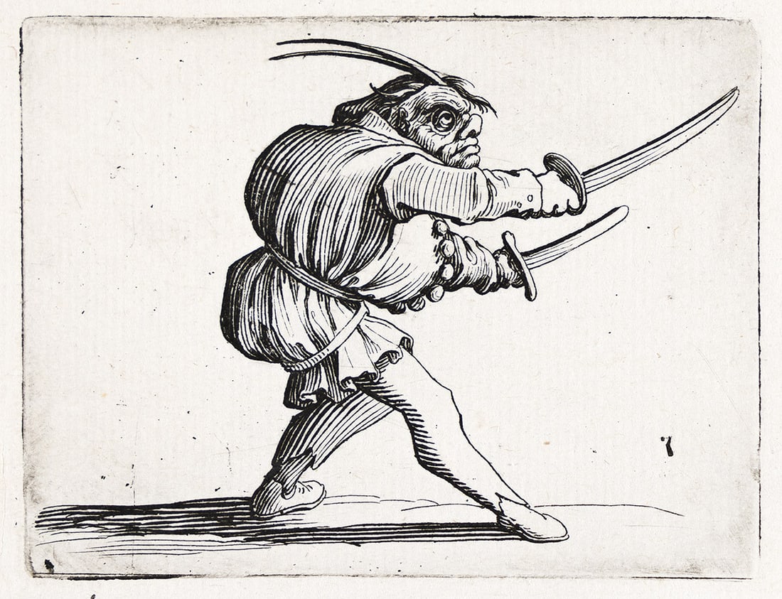 JACQUES CALLOT (1592 - 1635) Varie Figure Gobbi.: JACQUES CALLOT (1592 - 1635) Varie Figure Gobbi. Complete set of 21 etchings, 1616. Each approximately 70x90 mm; 3x3¾ inches, small margins. Each in the first state (of 2), before the addition of