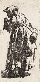 REMBRANDT VAN RIJN (1606 - 1669) Old Beggar Woman with a Gourd.