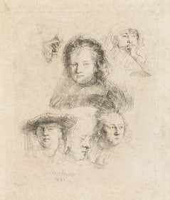 REMBRANDT VAN RIJN (1606 - 1669) Studies of the Heads of Saskia and Others.