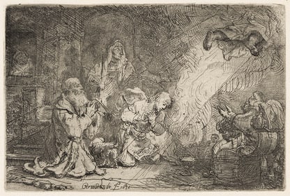 REMBRANDT VAN RIJN (1606 - 1669) The Angel Departing from the Family of Tobias.