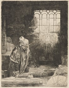 REMBRANDT VAN RIJN (1606 - 1669) A Scholar in his Study ("Faust").