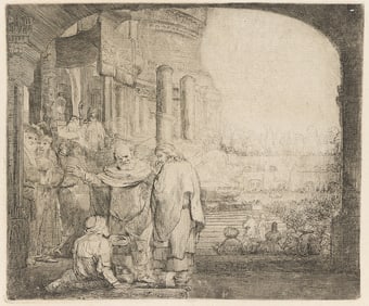 REMBRANDT VAN RIJN (1606 - 1669) Peter and John Healing the Cripple at the Gate of the Temple.