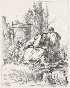 GIOVANNI B. TIEPOLO (1696 - 1770) Mago seduto, fanciullo e quattro figure.