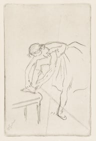 EDGAR DEGAS (1834 - 1917) Danseuse mettant son chausson.