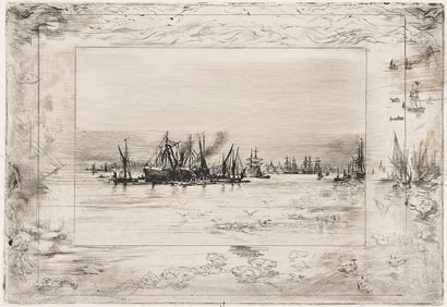 FÉLIX BUHOT (1847 - 1898) Le Port aux Mouettes.