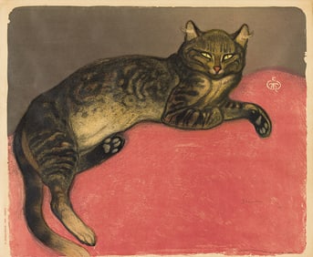 THÉOPHILE-ALEXANDRE STEINLEN (1859 - 1923) L'Hiver, Chat sur un Coussin.