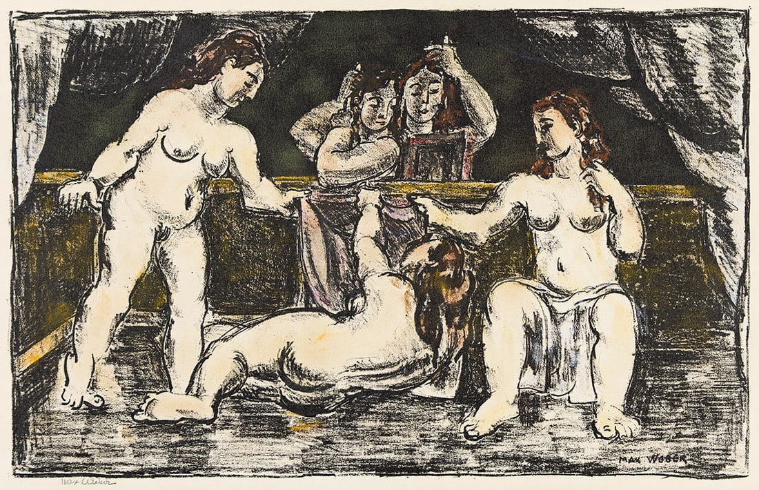 MAX WEBER (1881 - 1961) Mirror #2.: MAX WEBER (1881 - 1961) Mirror #2. Lithograph, circa 1929. 205x325 mm; 8⅛x12¾ inches, full margins. Edition of 40. Signed in pencil, lower left. Rubenstein 80.