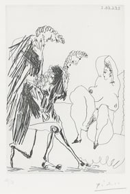 PABLO PICASSO (1881 - 1973) Grosse Courtisane saluée par trois Gentilshommes linéaires.