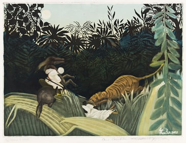 HENRI ROUSSEAU (AFTER) La Chasse au Tigre.