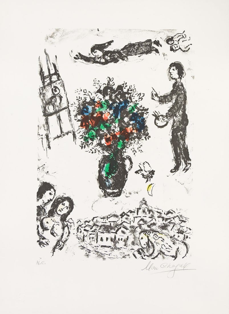 MARC CHAGALL (1887 - 1985) Bouquet sur la Ville. (1 of 1)