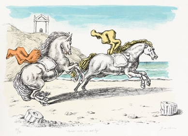 GIORGIO DE CHIRICO (1888 - 1978) Cavalli in Riva All'Egeo.