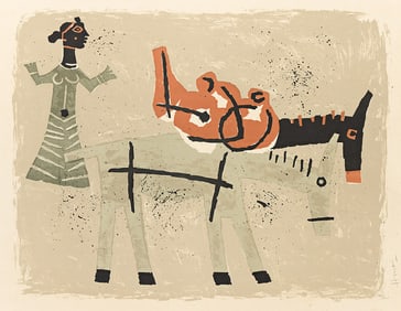 MAQBOOL FIDA HUSAIN (1915 - 2011) Untitled (Woman with Two Donkeys).