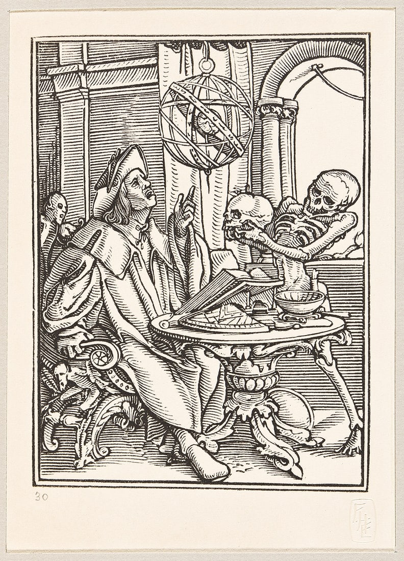 Holbein, Hans the Younger (c. 1497-1543) The Dance of Death. Enlarged Facsimiles in Platinotype by: Holbein, Hans the Younger (c. 1497-1543) The Dance of Death. Enlarged Facsimiles in Platinotype by Frederick H. Evans of Fifty Wood Engravings from Douce (1833), Lippmann (1886) and a Basel Edition (1