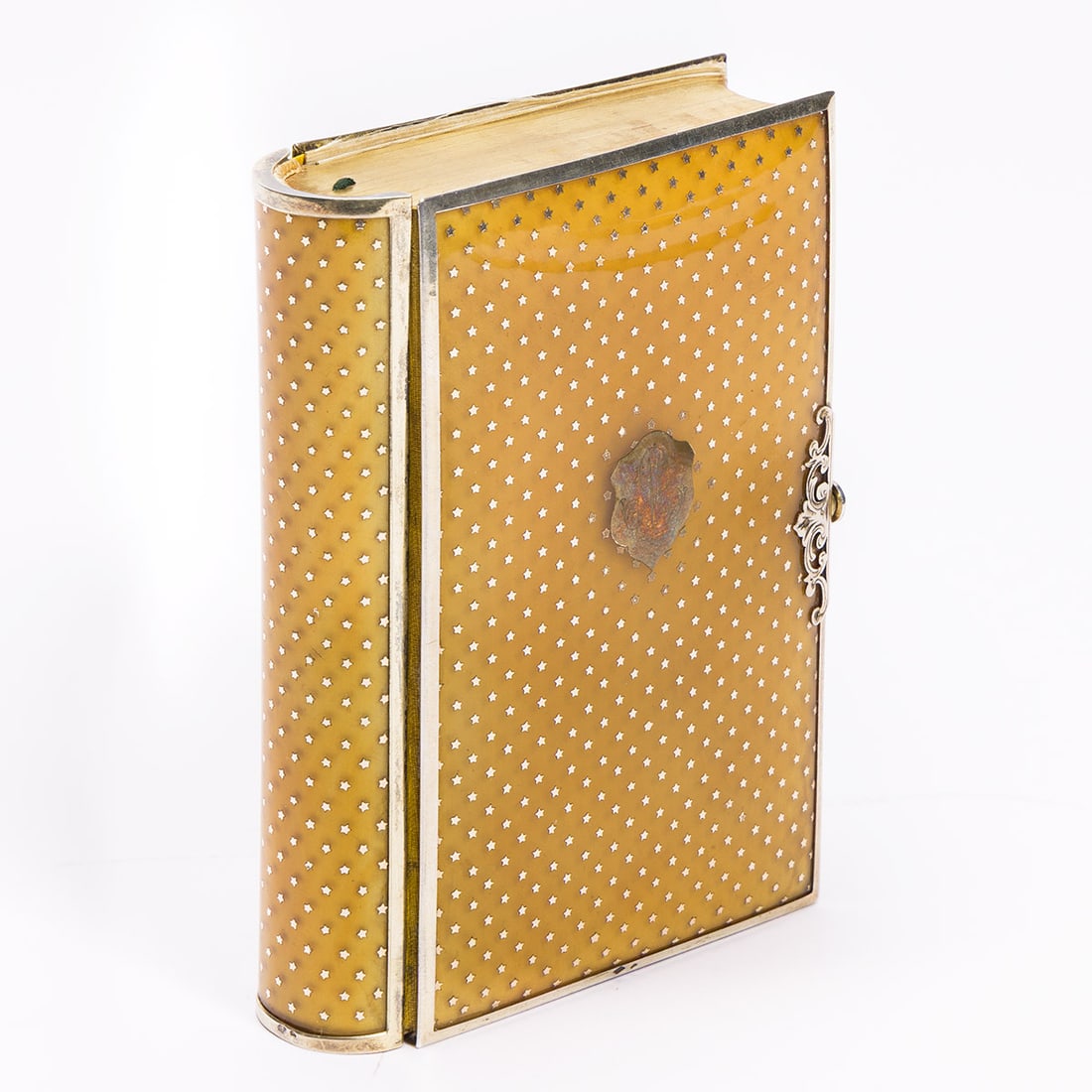 Jeweler's Binding of Gilt Celluloid. Paroissien Romain, Edition Diamant.: Jeweler's Binding of Gilt Celluloid. Paroissien Romain, Edition Diamant. Paris: Belin-Leprieur et Morizot, [circa 1870]. 12mo, metal-edged binding with clasp and central monogrammed cartouche fitted w