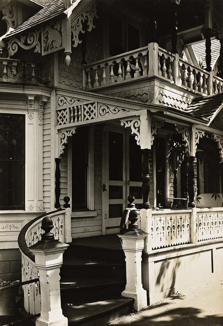 WALKER EVANS (1903-1975) Nineteenth Century Gingerbread House, Oak Bluffs, MA. Circa 1931.: WALKER EVANS (1903-1975) Nineteenth Century Gingerbread House, Oak Bluffs, MA. Circa 1931. Silver print, the image measuring 6½x4½ inches (16.5x11.4 cm.), with the Lunn Gallery stamp with th