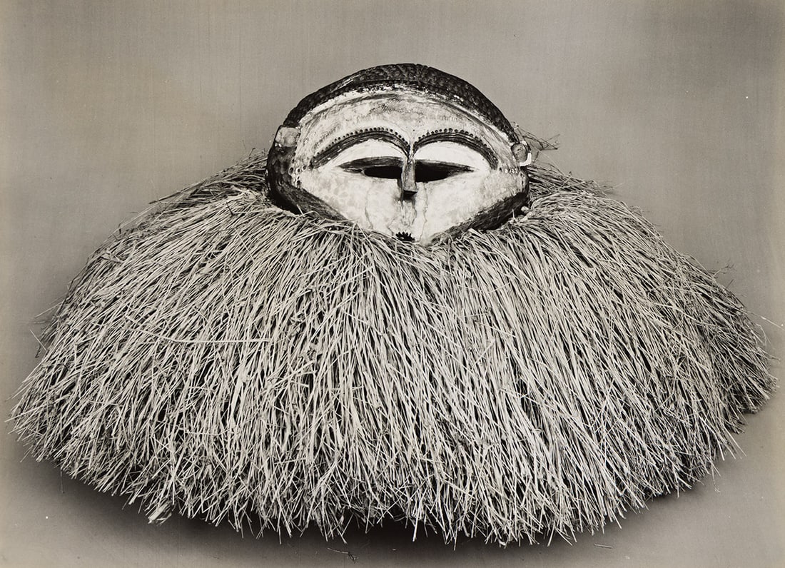 WALKER EVANS (1903-1975) Suku Dance Mask, BaYaka, Belgian Congo. 1935.: WALKER EVANS (1903-1975) Suku Dance Mask, BaYaka, Belgian Congo. 1935. Silver print, the image measuring 6¾x9¼ inches (17.1x23.5 cm.), with the Lunn Gallery stamp with the notations "XX" and