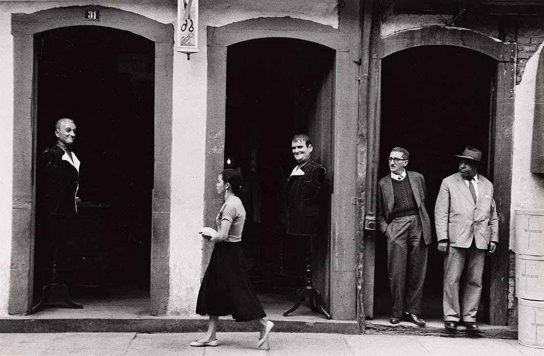 ESTHER BUBLEY (1921-1998) Tailor Shop. Ouro, Preto, Brazil. 1956; printed 1970s.: ESTHER BUBLEY (1921-1998) Tailor Shop. Ouro, Preto, Brazil. 1956; printed 1970s. Silver print, the image measuring 8⅝x13⅛ inches (21.9x33.3 cm.), with Bubley's signature, title, and negati