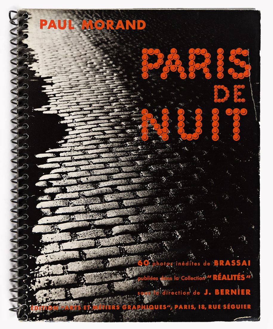 BRASSAÏ. Paris de Nuit.: BRASSAÏ. Paris de Nuit. Text by Paul Morand. Illustrated with 60 rich, moody gravure reproductions of Brassaï's photographs. 4to, photo-pictorial wrappers with a spiral binding, lightly worn