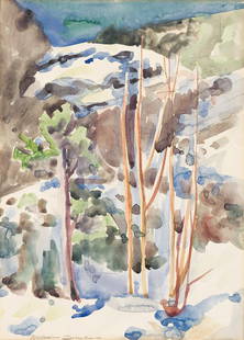 WILLIAM ZORACH (1887 - 1966, AMERICAN) Untitled (Landscape).: WILLIAM ZORACH (1887 - 1966, AMERICAN) Untitled (Landscape). Watercolor on paper. 305x230 mm; 12x9 inches. Signed in pencil, lower left. Provenance The artist. Private collection. Thence by