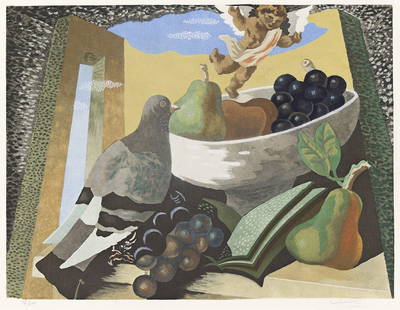 GINO SEVERINI (1883 - 1966, ITALIAN) Nature Morte.: GINO SEVERINI (1883 - 1966, ITALIAN) Nature Morte. Color pochoir, 1927. 266x352 mm; 10½x13⅞ inches, wide margins. Signed and numbered 17/300 in pencil, lower margin.