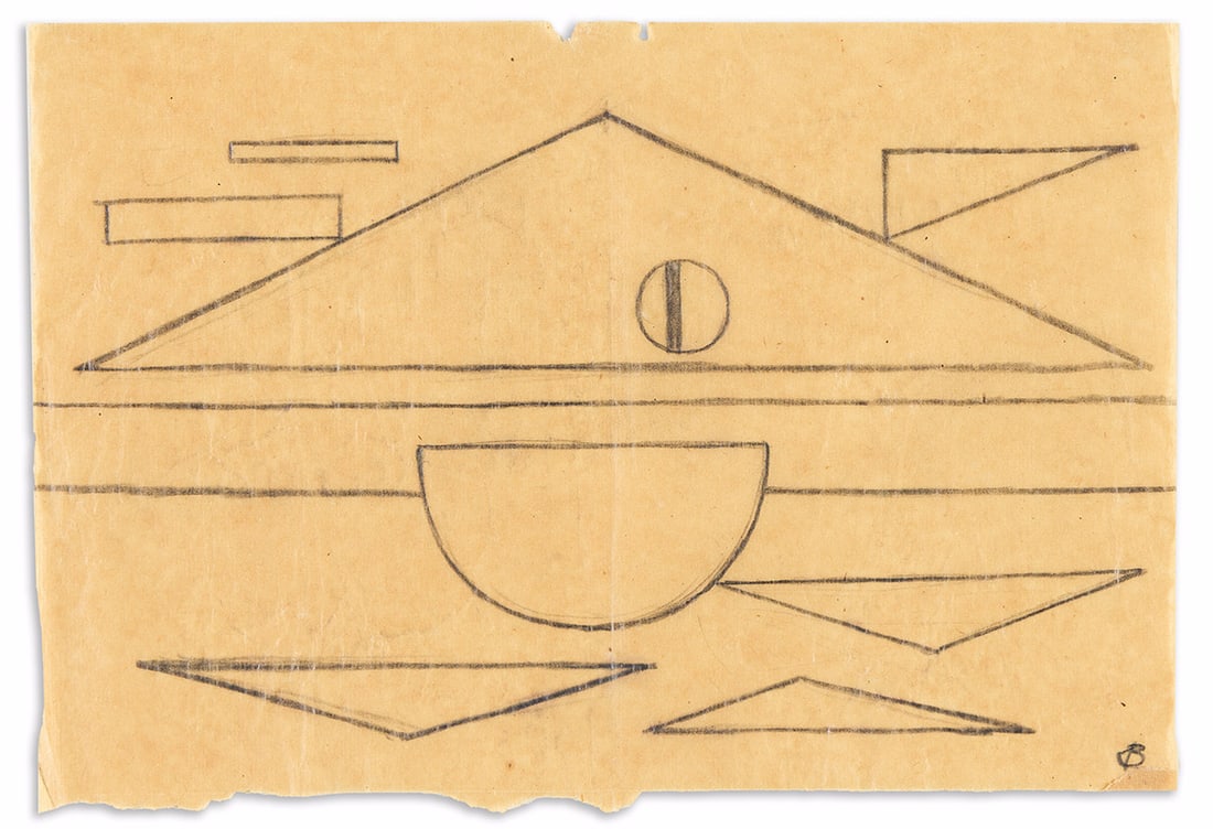 RUDOLF BAUER (1889 - 1953, GERMAN/AMERICAN) Untitled (Prison Drawing). (1 of 1)