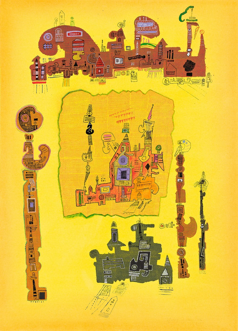 YNEZ JOHNSTON (1920 - 2019, AMERICAN) Sun Drawing.: YNEZ JOHNSTON (1920 - 2019, AMERICAN) Sun Drawing. Acrylic on paper, 1972. 27¾x19¾ inches. Signed and dated, lower right. Provenance Art Museum Council/Los Angeles County Museum of Art, Los