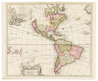 (AMERICAS.) Pieter Schenk. America Septentrionalis Novissima / America Meridionalis Accuratissima.