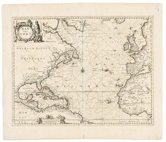 (ATLANTIC.) Johannes Janssonius. Mar del Nort.