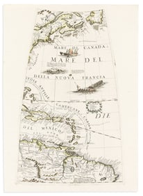 (ATLANTIC.) Vincenzo Coronelli. [Engraved globe gore of the Northern Atlantic Ocean].