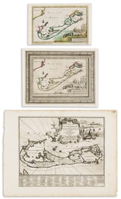 (BERMUDA.) Pieter van der Aa. Group of 3 small-format engraved maps.