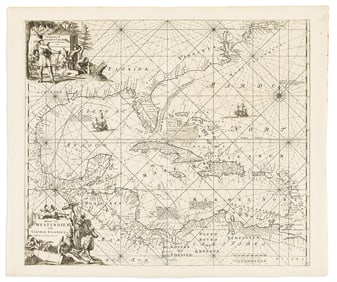 (CARIBBEAN.) Frederick de Wit, after. Indiarum Occidentalium / Pascaert van West Indien ende