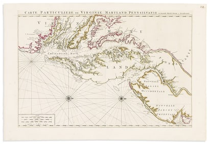 (CHESAPEAKE.) Pierre Mortier. Carte Particuliere de Virginie, Maryland, Pennsilvanie, la Nouvelle
