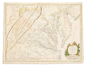 (CHESAPEAKE -- VIRGINIA.) Gilles and Didier Robert de Vaugondy. Carte de la Virginie et du Maryland.