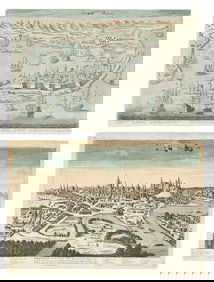 (CITY VIEWS.) Aveline/Daumont. Cádiz [and] Kraków - Pair of 18th-century European vue